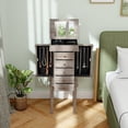 thumbnail image 4 of Gymax Standing Jewelry Cabinet Storage Organizer Wood Legs Mirror&5 Drawers Christmas Gift, 4 of 9
