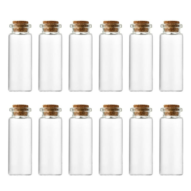 Botellas de vidrio de 10 ml con tapón de corcho, juego de 12 mini viales para mensajes en botellas y recuerdos de boda, suministros de manualidades para hacer joyas, frascos de hechizos y