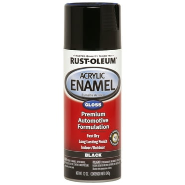 Black, Rust-Oleum Automotive Acrylic Enamel Gloss Spray Paint-248643, 12 oz, 6 Pack