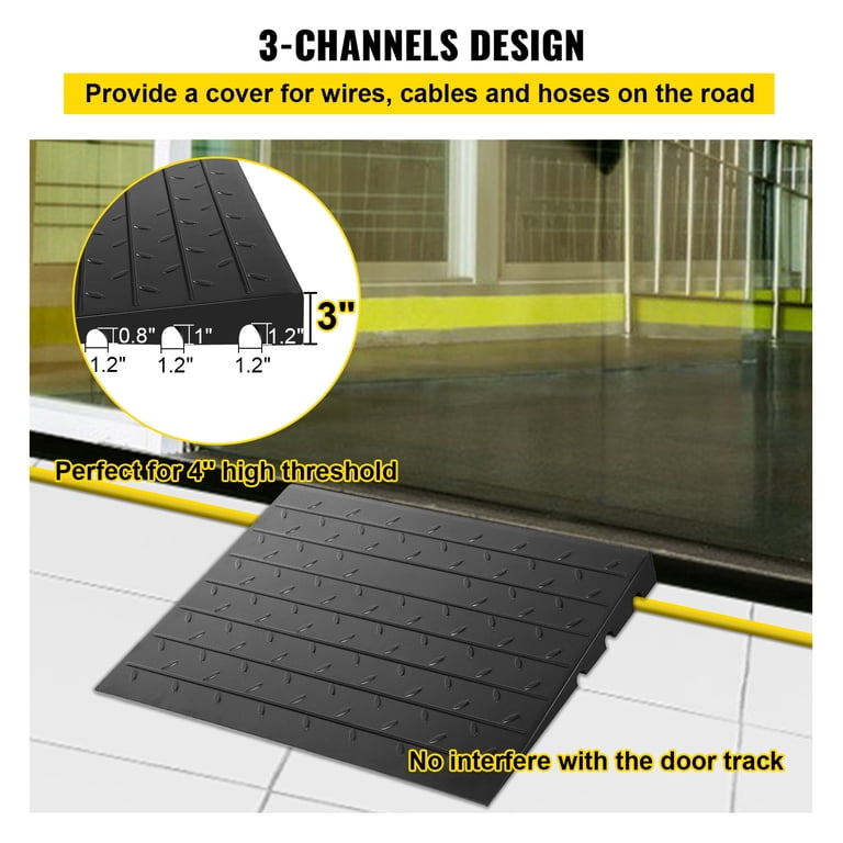 KFFKFF Rubber Threshold Ramp, 3-Inch Rise Cable Channels photo 3