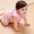 thumbnail image 2 of Emy Dola Newborn Baby Girls Snap-up Rompers 100% Cotton Toddler Infant Flutter Short Sleeve Bodysuit For 0-24M, 2 of 7