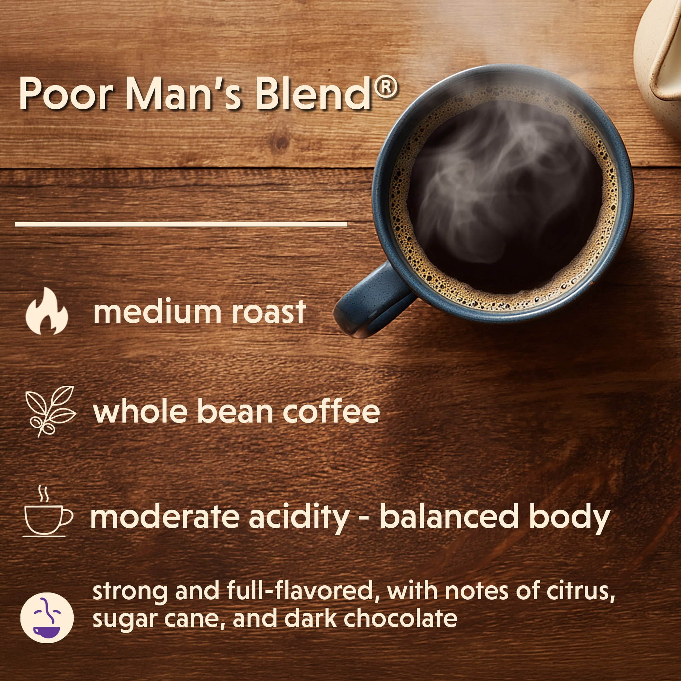 Coffee Bean Direct Poor Man's Blend®, Whole Bean Coffee, Medium Roast, 5 lb Bag