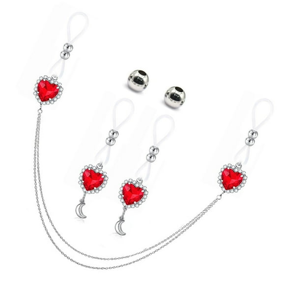 Elegant Rhinestones Nipple Rings Set with Chain Jewelry for Fashionable Women Vacation and Unique Styles Enthusiasts