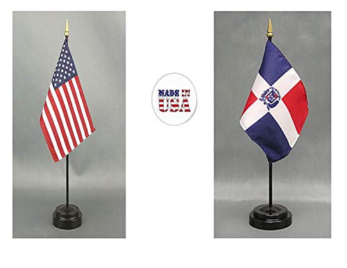 50 Star Linear USA 4"x6" Flag Desk Set Table Wooden Stick Staff 