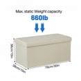 thumbnail image 2 of Gianna 30 Inch Folding Ottoman With Storage Bench, Bedside Storage Bench With Linen Top Cover and Cushion, Footrest Suitable for Bedroom, Living Room, Beige, 2 of 7