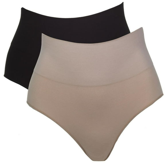 Nearly Nude 2-pack Smoothing Modal Cotton High-Waist Brief, Nude/Black, M/L