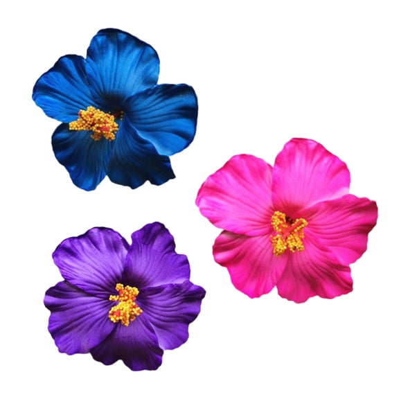 3pcs Hibiscus Flower Hair Clips Women Grip for Weddings Beach Parties Thick Hair