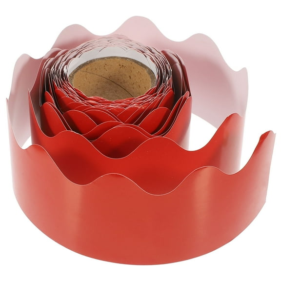 HAMPPLIES Bulletin Border Decor Red Coated Paper 1 Roll Scalloped Rolled Trim