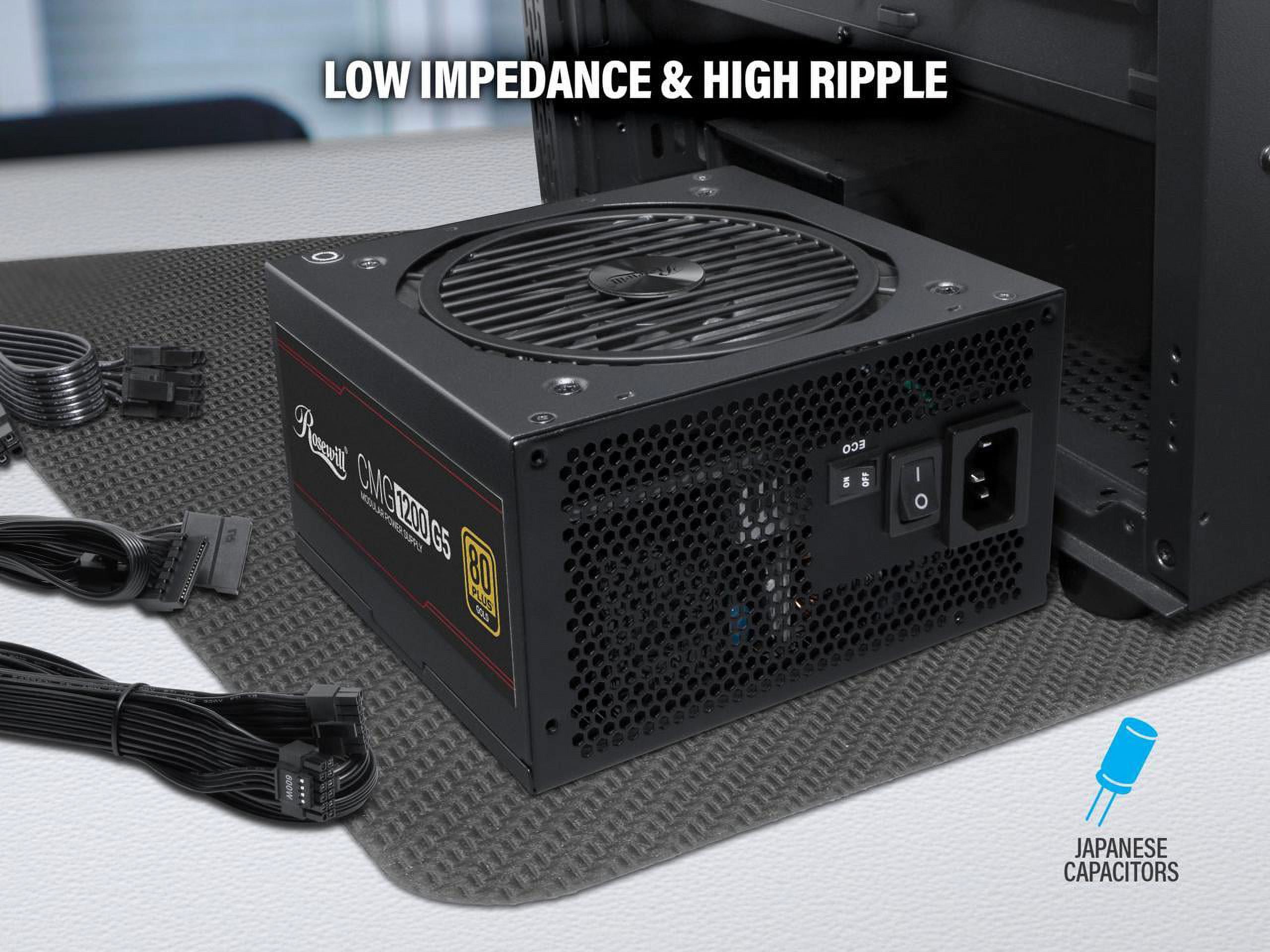 Rosewill CMG5 1200W, ATX 3.0 & 3.1 Compatible, 80+ Gold Full Modular Power Supply, PCIe 5.0 600W 12V-2x6 Connector, Japanese Capacitor, 120mm FDB Fans, 5 Year Warranty - CMG1200G5