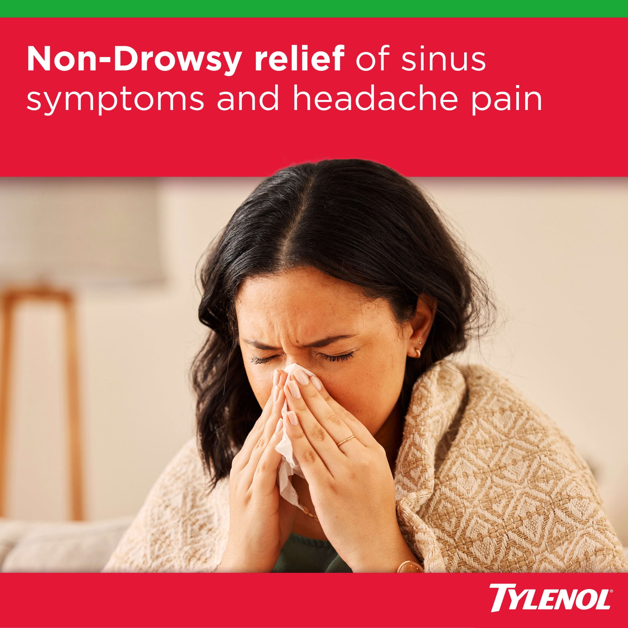 Tylenol Sinus Severe Daytime Caplets, Non-Drowsy, Pain Reliever, Decongestants for Adults, 24 Count