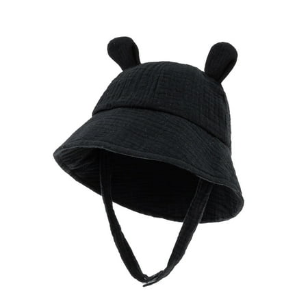 

WPNAKS Baby Outdoor Sunhat Wide Brim Drawstrings Sun Screen Cartoon Bear Ears Beach Hat