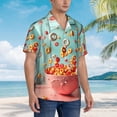 thumbnail image 3 of Balery Floating Colorful Cereal Camisas hawaianas de manga corta para hombre, camisas playeras de corte holgado, camisas de vacaciones con botones,Large, 3 of 7