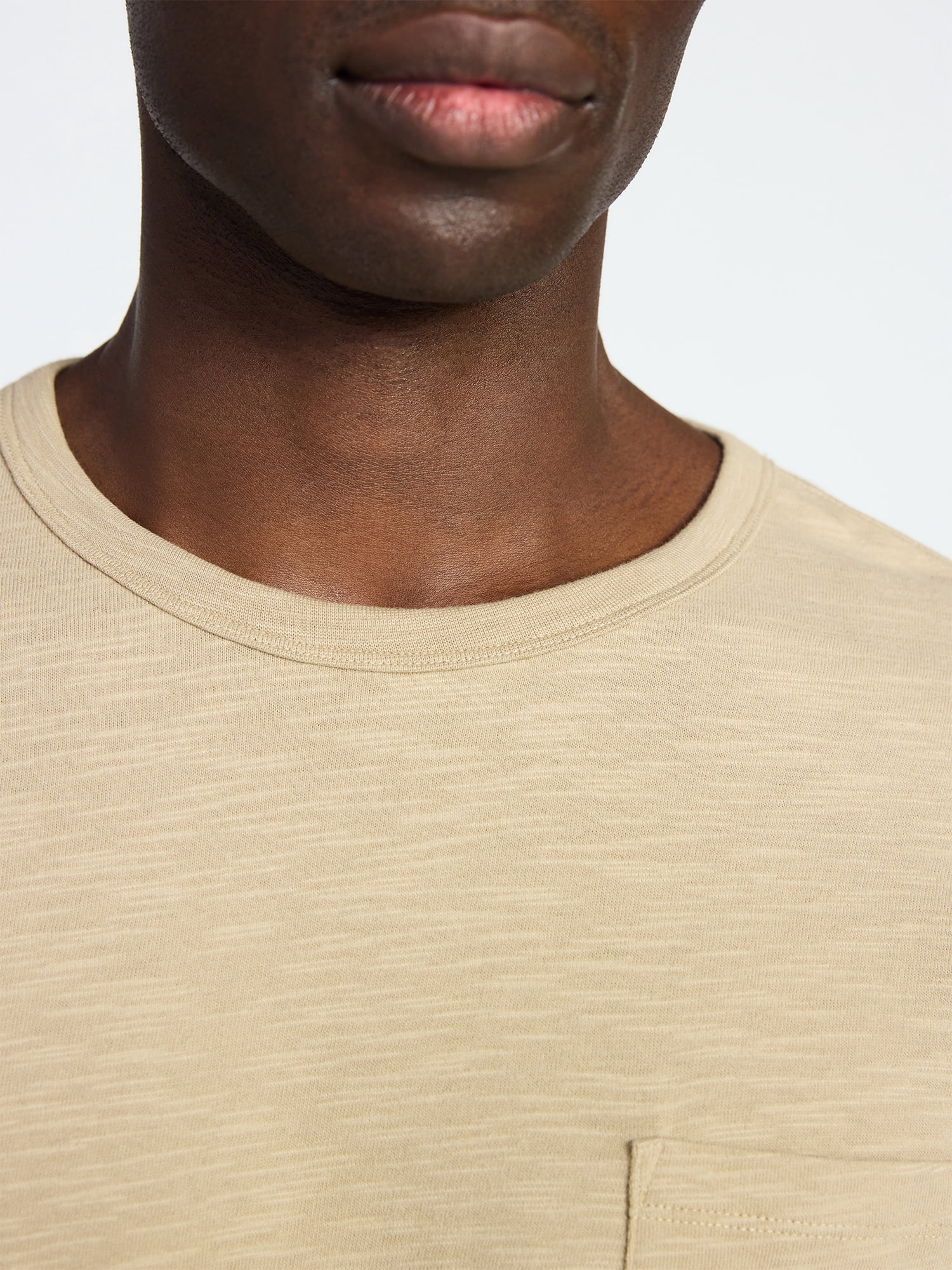 George Men's and Big Men's Slub Pocket Crewneck Tee with Long Sleeves, Size XS-3XL