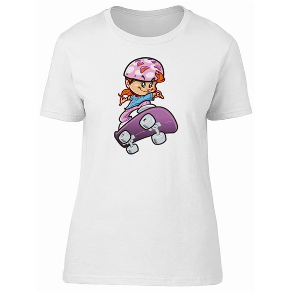 Cute Girl Skating Cartoon Tee Women's -Image by Shutterstock