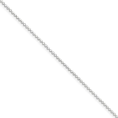 925 Sterling Silver 1.15mm Square Beaded Chain Anklet