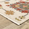 thumbnail image 2 of 2' X 3' Ivory Yellow Rust Green Grey Pink Orange Blue And Grey Oriental Power Loom Stain Resistant Area Rug With Fringe, 2 of 8