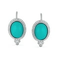 thumbnail image 2 of Bling Jewelry Womens Blue Turquoise Cable Edge Oval Gemstone Drop Earrings Gold Plated .925 Silver, 2 of 4