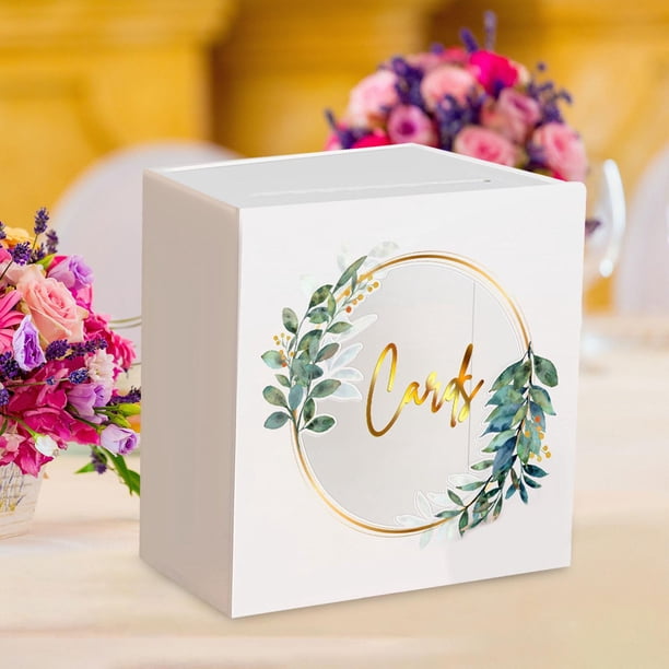 Caja de Tarjeta Acrílica para Boda con Ranura para sobre, Tarjetero, Accesorio Versátil con Estampado Floral, Caja de para Cumpleaño Estilo C Macarena titular de la boda