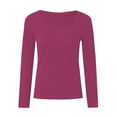 thumbnail image 3 of Rhuody Spring Tops For Girls Long Sleeve Shirts Ribbed Layering Tops U Neck Slim Fit Basic Tee Undershirts Basic Wear Purple 9-10 Years, 3 of 5