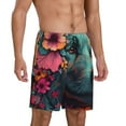 thumbnail image 2 of Logiee Colorful Flower Dog A Print Men's Pajama Shorts with Drawstring & Pockets,Sleep Shorts for Men,Sleepwear Bottoms,Elastic Waistband Loungewear-X-Large, 2 of 6