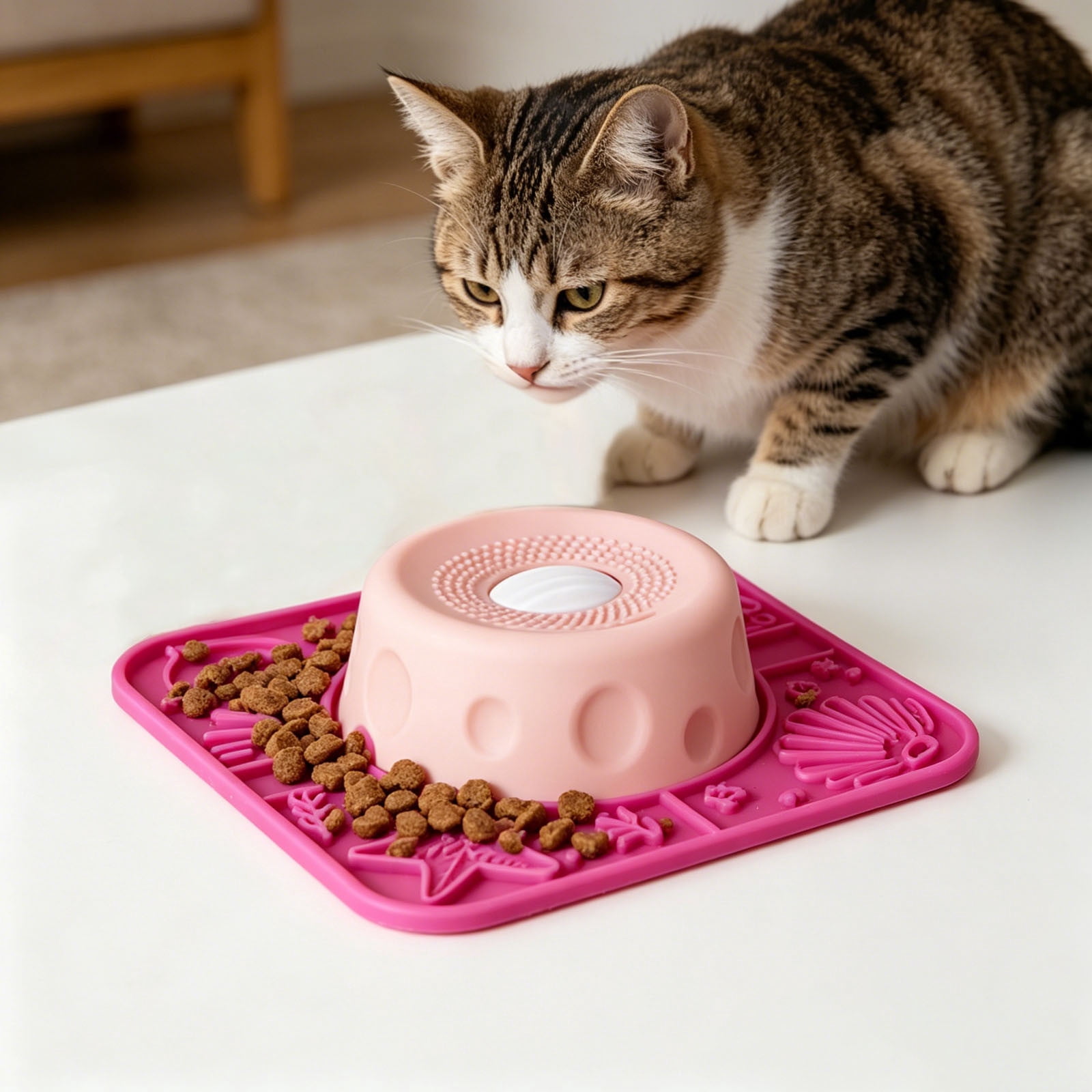 Slow Feeder Dog Lick Bowl With Rolling Ball, Anti-Slip Slow Feeding Bowl For Liquid Treats, Bone Broth, Yogurt,Wet Food, Anxiety Relief Enrichment Lick Toy For All Dogs & Cats 11"x9"x3"