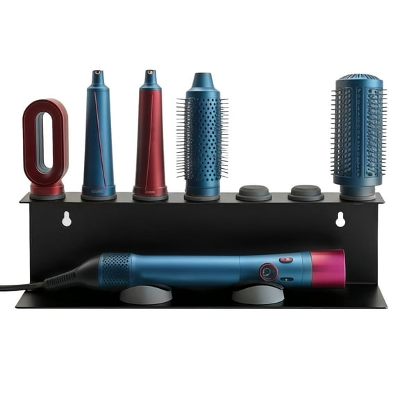 Wall Mounted Storage Holder, Compatible with Dyson Airwrap, Black Metal Hair Tool Organizer, Curling Iron Attachments Storage Rack, Hair Accessories Stand