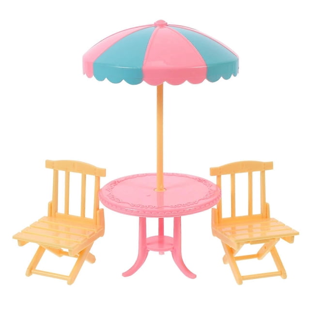 Mini Beach Chair Dolly House Accessories for Playing 2Sets with Sunshade