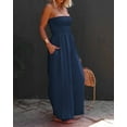 thumbnail image 4 of Sherrylily Women Sleeveless Strapless Wide Leg Jumpsuits Summer Casual Loose Smocked Chiffon Jumpsuit Rompers with Pockets, 4 of 6