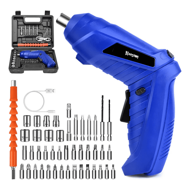 Kit De Desarmador Bloosom Eléctrico Inalámbrico De 3.6v, 46 Piezas Azul
