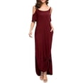 thumbnail image 4 of Aiyino Women's Summer Casual Loose Long Dress Cold Shoulder Short Sleeve Split Maxi Dresses, 4 of 7
