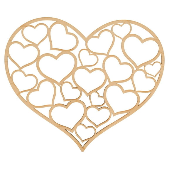Detailed Heart Wood Cutouts 6-inch, 1/4 inch Thick, Pack of 5 Small Wooden Hearts for Crafts & Valentines Decor, by Woodpeckers