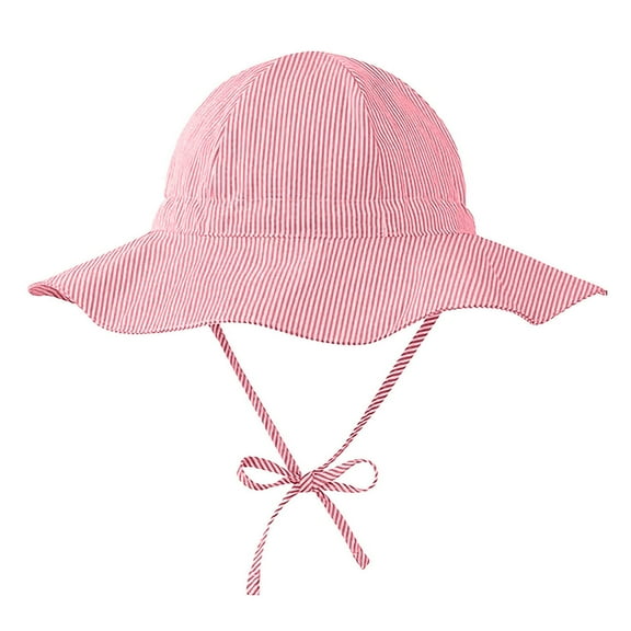 HCNTES Baby Girl Sun Hat Summer Foldable Beach Hats Sun Wide Brim Toddler Bucket Hat Cap 2-4 Years Red