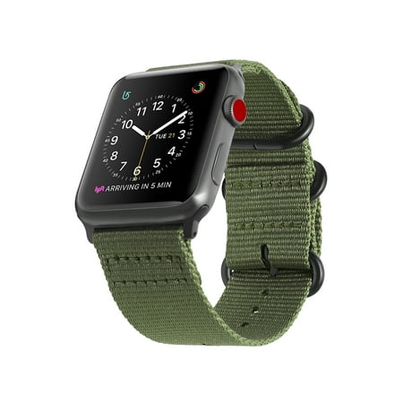Fintie Apple Watch Band 42mm Woven Nylon Bands Adjustable Sport Strap with Metal Buckle iWatch Series 3/2/1 Green
