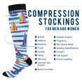 thumbnail image 2 of FORMRS Womens Knee High Socks Casual Long Thick Travel Daily Wear, 1 Pair, Blue Hand Drawn Sailboats, 2 of 6