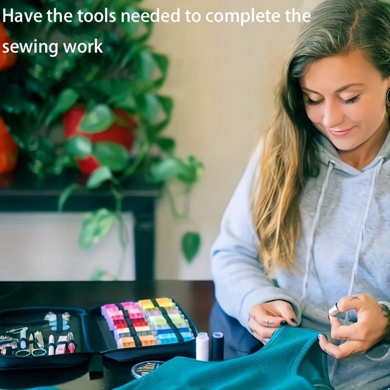 104-Piece Multi-Sewing Kit with Accessories - 24-Colored Threads, Needles, and Thread for Small Repair Sewing, Essential Mini Portable Travel Sewing Kit for Emergency Fixes