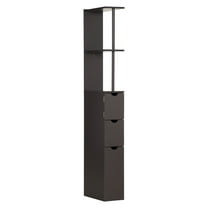 Bathroom Linen Tower - 54" Freestanding Storage Cabinet with Drawers & Shelves, Narrow Floor Organizer - Brown