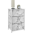 thumbnail image 3 of 3 Drawer Nightstand Chest End-Table Dresser - White Frame White Marble, 3 of 7