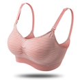 thumbnail image 2 of Women‘s Striped Bra Wireless Maternity Seamless Front Buckle Breastfeeding Bra With Pads, 2 of 5
