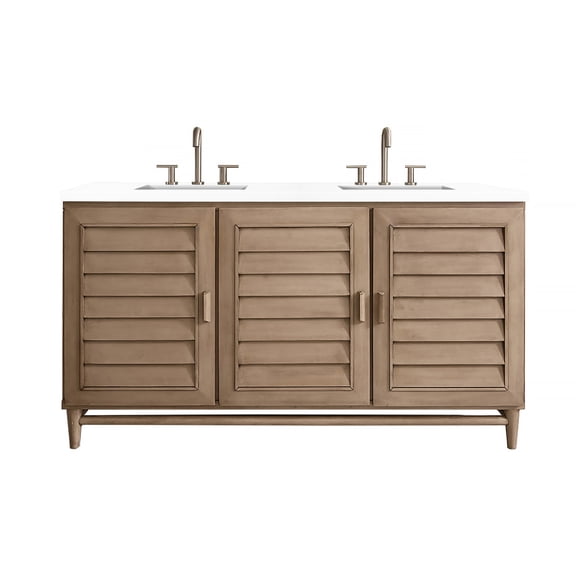James Martin Vanities 620-V60d-3Wz Portland 60" Free Standing Double Basin Vanity Set -