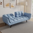 thumbnail image 3 of Sofa Bed, Convertible Sofa, Small Apartment Furniture&nbsp;2 Seater Sleeper with 3 Position Adjustable Backrest, Transforms into Bed, Velvet Upholstery, Antique Navy Blue, 74 Inch, 3 of 10