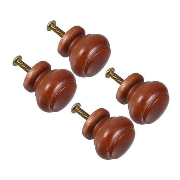 GOOHOCHY Rustic Cabinet Knobs Wooden Door Handle Brown 4PCS