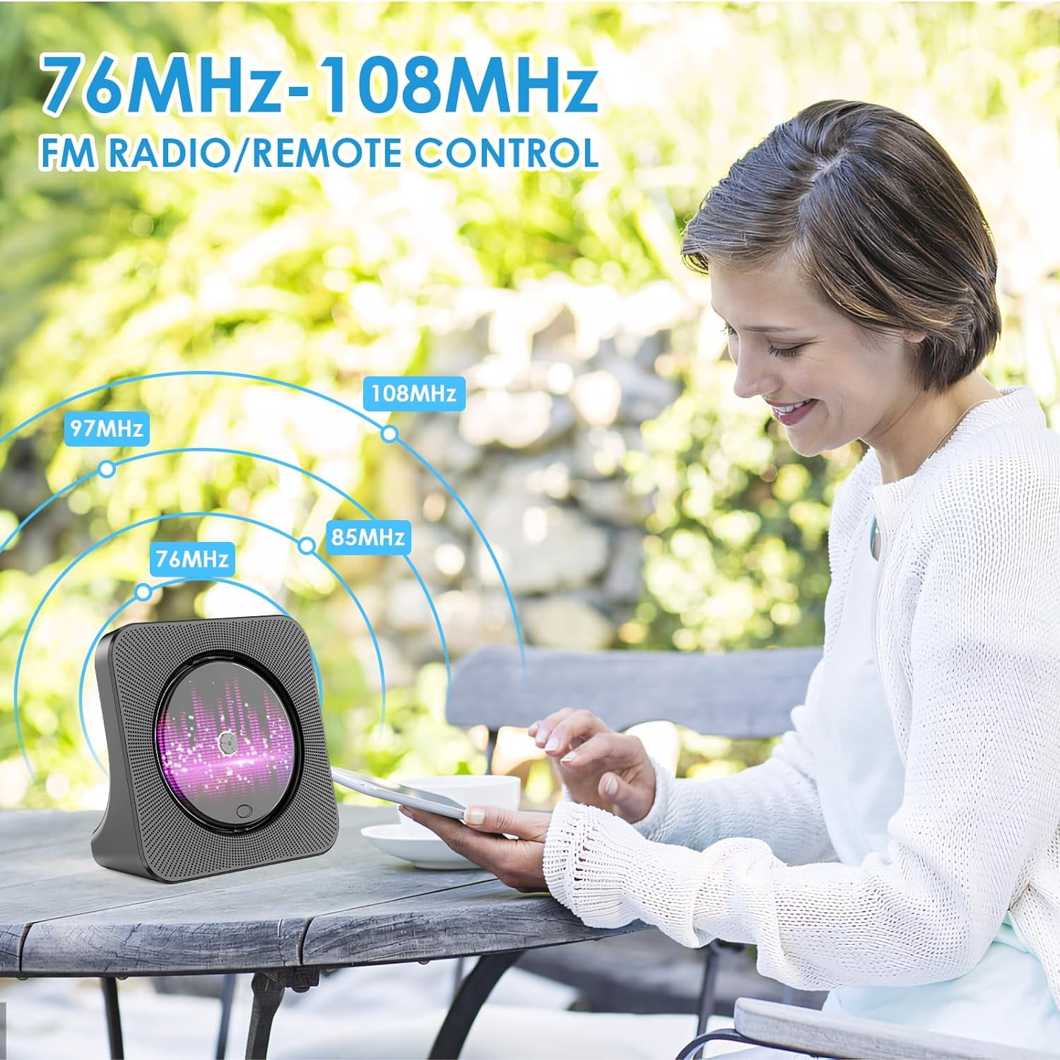 Gueray CD Players for Home, Portable CD Player with Bluetooth Hi-Fi Stereo Sound, Remote Control, Support AUX/USB, Headphone Jack, Fm Radio Black