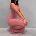 thumbnail image 1 of Vestido Largo Con Cola De Pez Vestido ajustado sin espalda Estilo de salón sexy Traje diario de color sólido (Rosa S) Kuymtek para Mujer Rosa T L, 1 of 9
