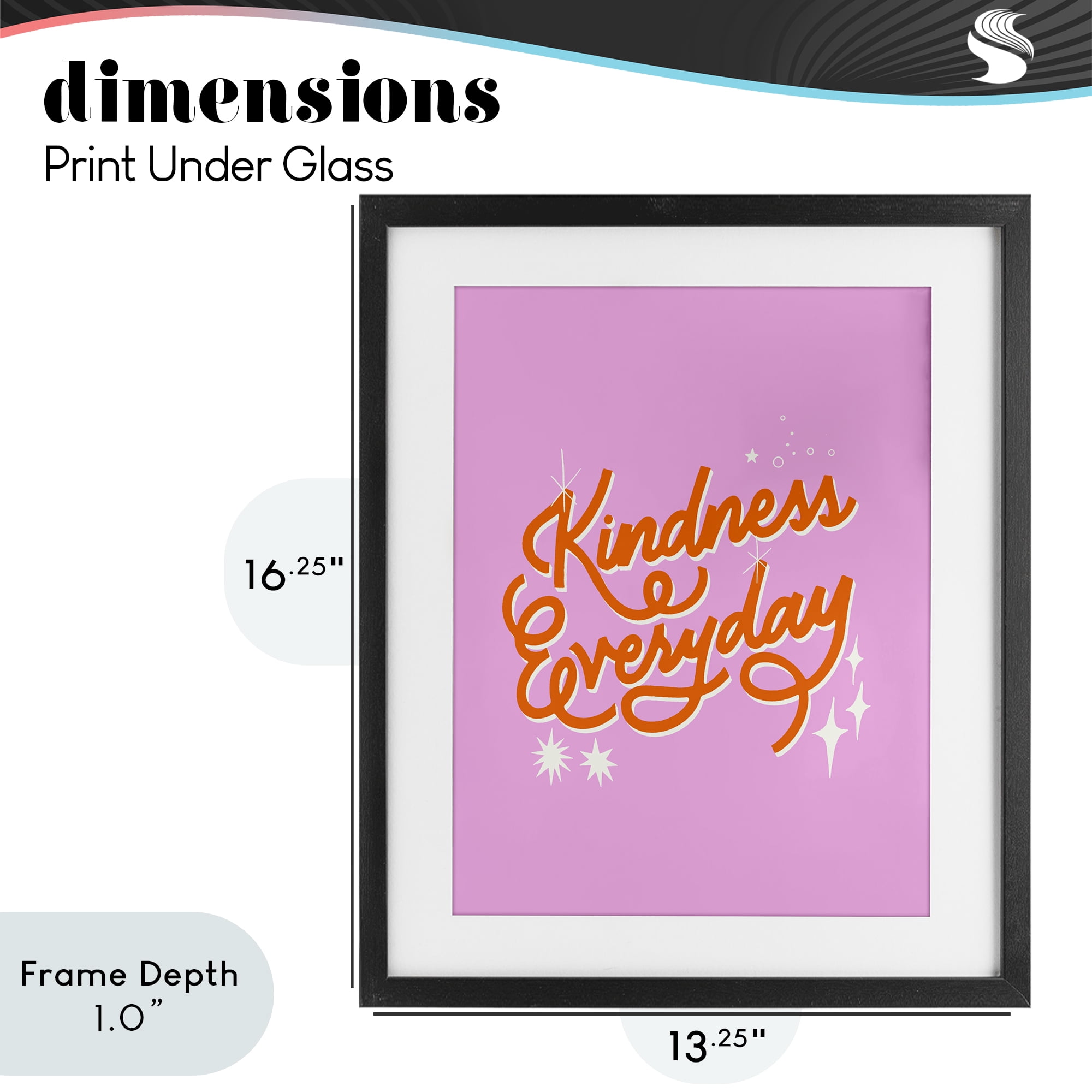 Stupell Industries Cursive Kindness Everyday Black Framed Print Under Glass, design by Indira Prieto | IndySign