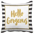 thumbnail image 1 of BOSDECO Hello Gorgeous Black and Gold Moroccans Pillow Case Pillow Cover 18x18 inch, 1 of 1