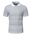 thumbnail image 1 of Camisetas Elvqul Hombre Patchwork Gris Abotonada Manga Corta con Solapa Casuales, 1 of 6