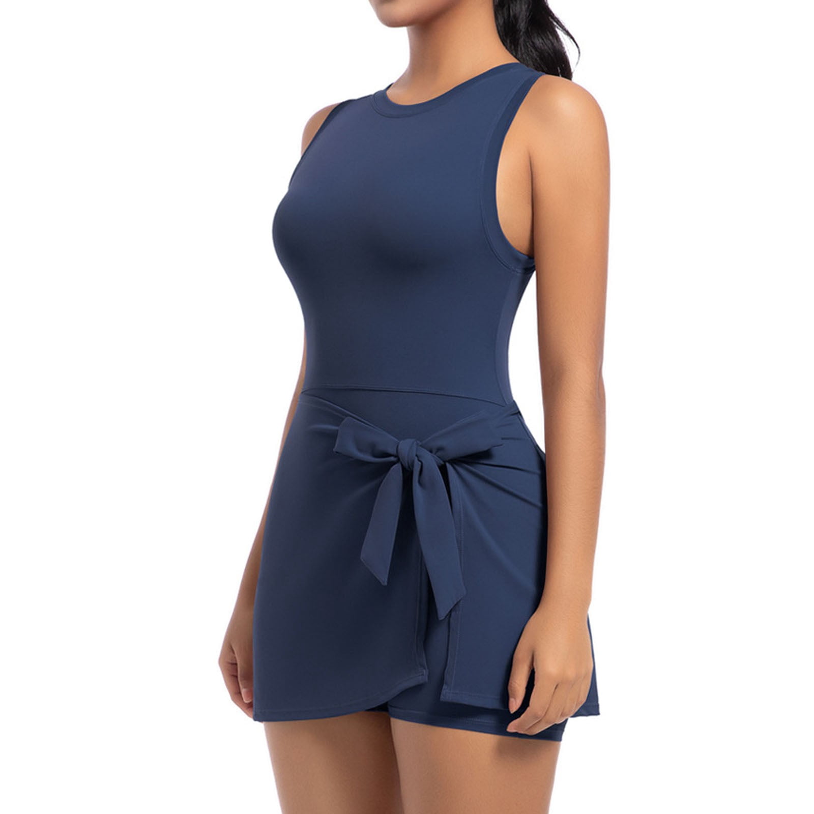 FireFox Cute Golf Tennis Dress 2 in 1 Workout Athletic Dresses for Women with Shorts Outfits Summer Clothes-Dark Blue-L,Athletic Dresses for Women with Shorts,Plus Size Tennis Dress