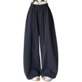 thumbnail image 4 of Wide Leg Pants for Women High Waisted Palazzo Pants Flowy Saber Cut Trousers Color Dark Gray Size M, 4 of 4