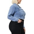 thumbnail image 4 of Agnes Orinda Women's Plus Size Jean Button Outfits Fashion Cropped Denim Jackets 4X Blue Gray, 4 of 7