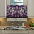 thumbnail image 6 of Cats Flowers Floral Purple Kitchen Curtains Half Tier Curtain 2 Rod Pockets Bathroom Bedroom Cupborad Living Room 27"x24", 6 of 8